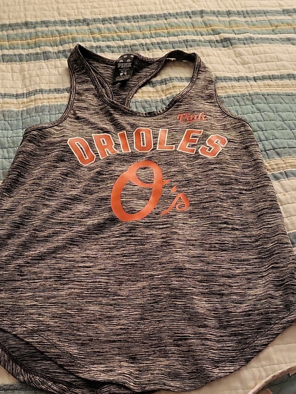 Victoria's Secret- PINK- Baltimore Orioles Grey Racerback Tank XS (Runs Big)